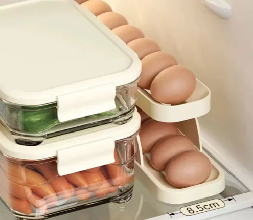 Automatic Scrolling Egg Rack Holder Kitchen Refrigerator Storage Box Double Layer Egg Basket Container Organizer