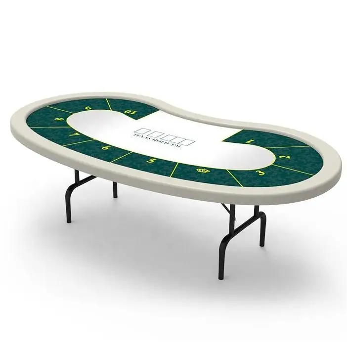 YH 84 x 42 inch Customized Bean Shaped Padded Handle Folding Unlimited Texas Holden Poker Table For Sale