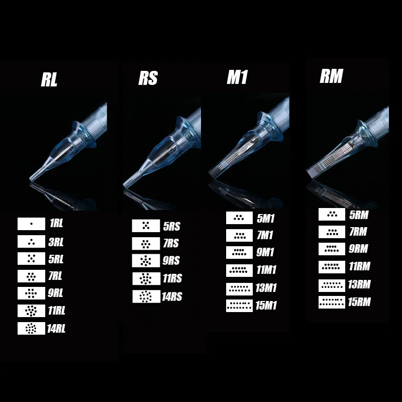 Tattoo Cartridge Needle Machine Pen Cartridges Blue Star 10pcs Needles Supplies PMU Microblade Professional Kit RL RS M1 RM