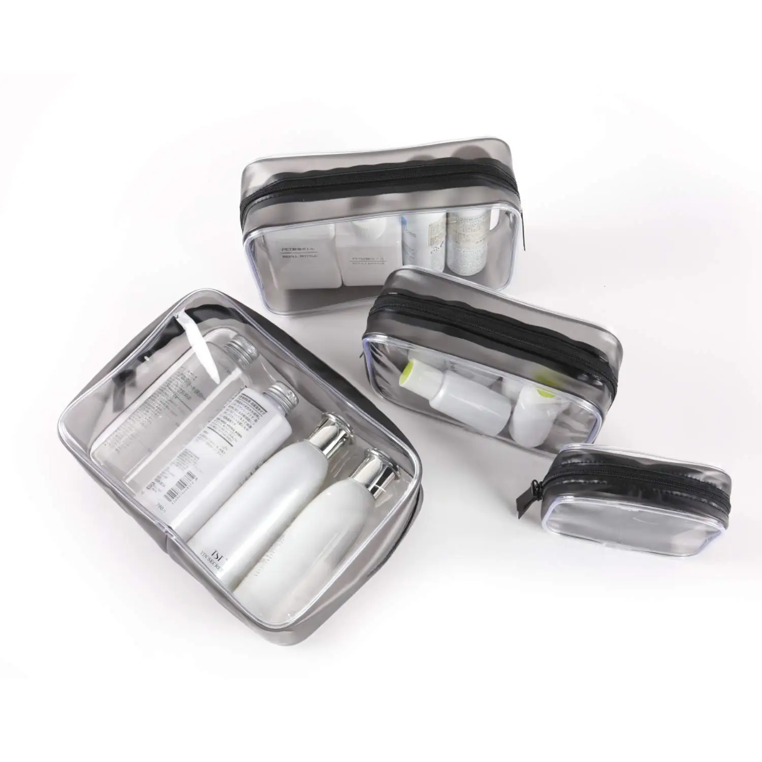 Custom Portable Waterproof Clear PVC Pouch Wash Kits Set Storage Organizer Travel Toiletry Makeup Bags Transparent Cosmetic Bag