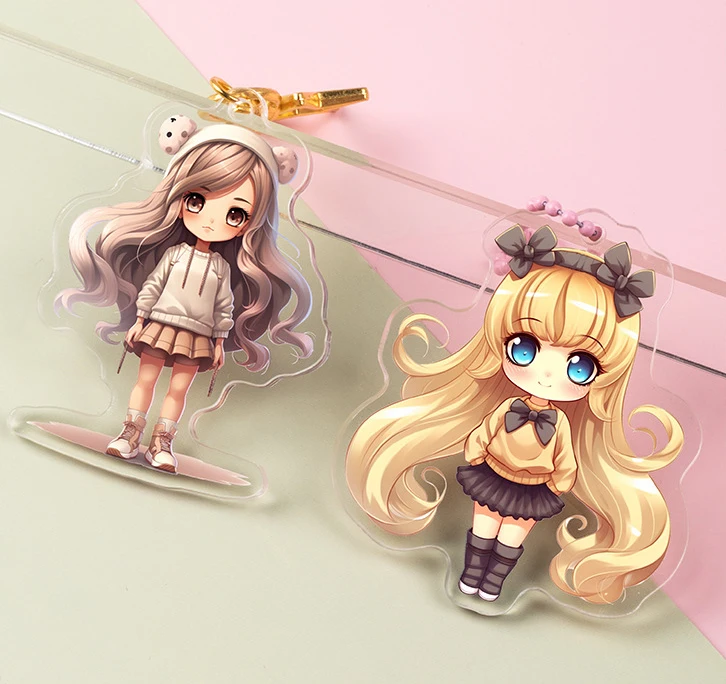 Transparent Clear Charms Custom Acrylic Keychain Plastic Keyring Accessories Kuromi Cute Key Chain NO MOQ Wholesale Cheap Price