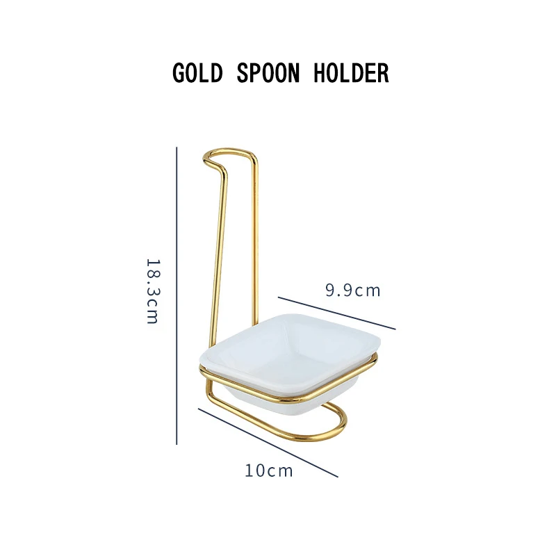 Porte-cuillere Золотой стол из нержавеющей стали ложка стеллаж для выставки товаров металлический держатель Многофункциональные кухонные ковш керамическое блюдо ложки комплект