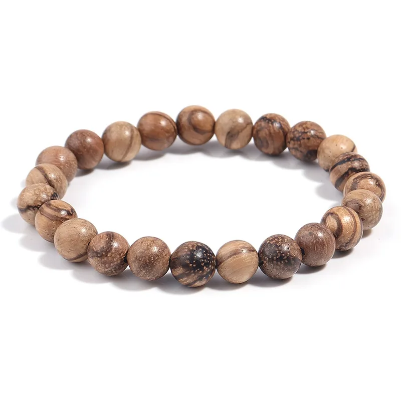 HP 8mm sandalwood beaded bracelet Handmade beaded bracelet ethnic style adjustabletassel ribbon bracelets