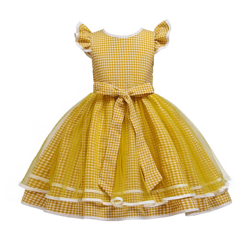Baby Girl Dress Print Plaid Bow Summer Princess Party Dress Infant Toddler Clothes Newborn Baby Dress Kids Clothing