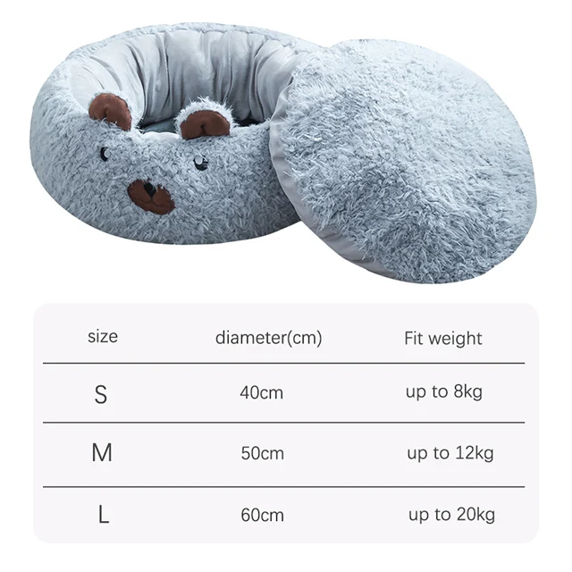 Alpaca Cartoon Bear Round Pet Dog Bed Custom Cat Bed House Bed For Dog Cute Pet Nest Kennel Soft Sleep Dog Matress Pet Supplies