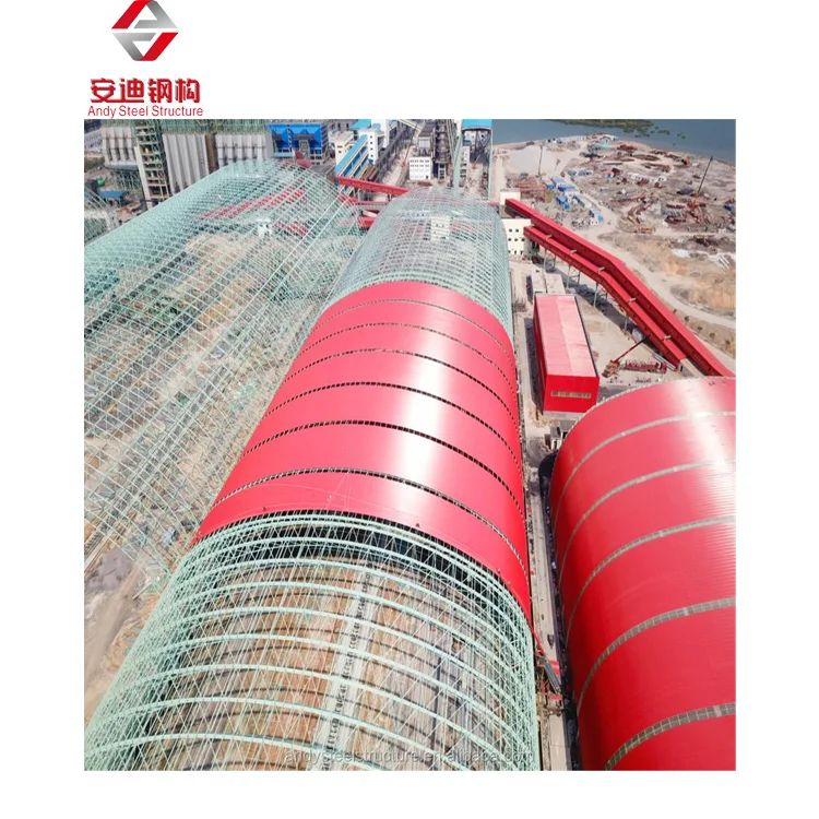 Prefabricated Hot Galvanized  Light Steel Dome Roof Construction Truss Structures for Power Plant