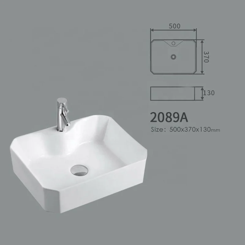 Rectangle Vessel Sink High Grade Hotel White Ceramic Porcelain Bathroom Counter Top Art Basin Washroom Muslim Wash Basin Sinks