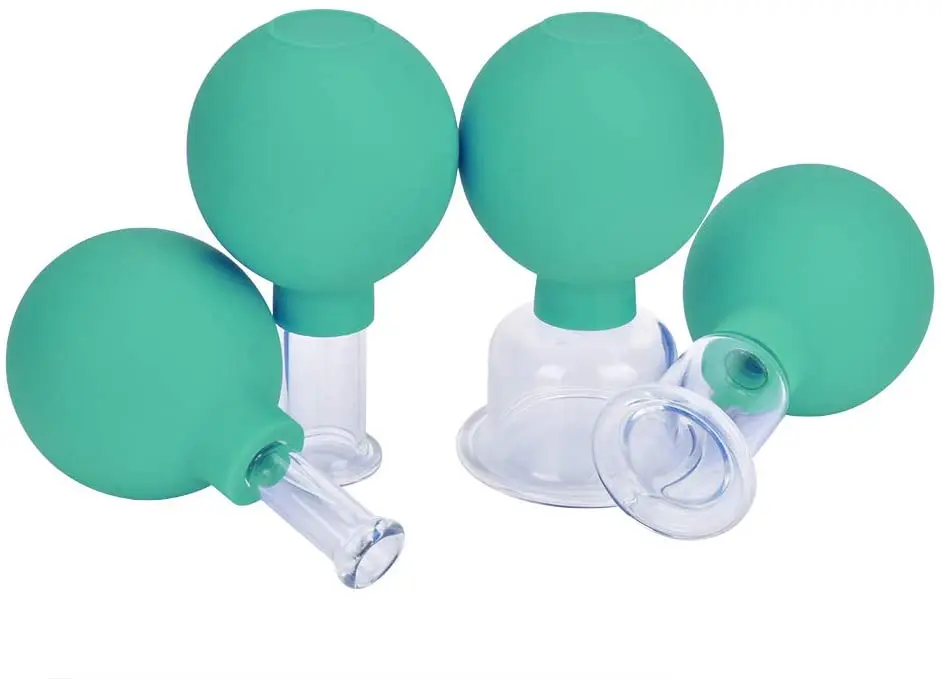 4 Glass Silicone Facial Suction Cups Face Massage Vacuum Suction Cupping Therapy Set
