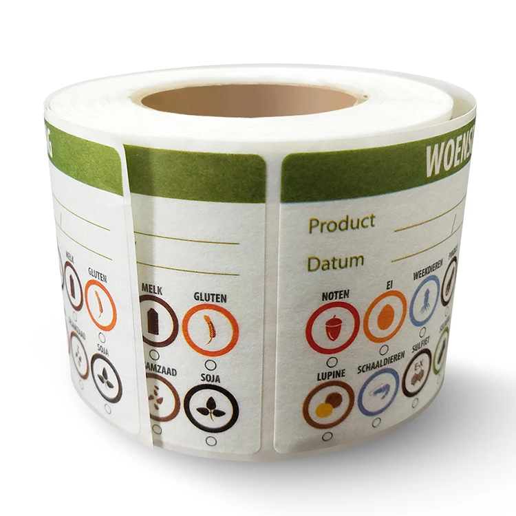 Factory Supplier Packaging Label Customized Dissolvable Food Label Printing Stickers Roll for Kitchen