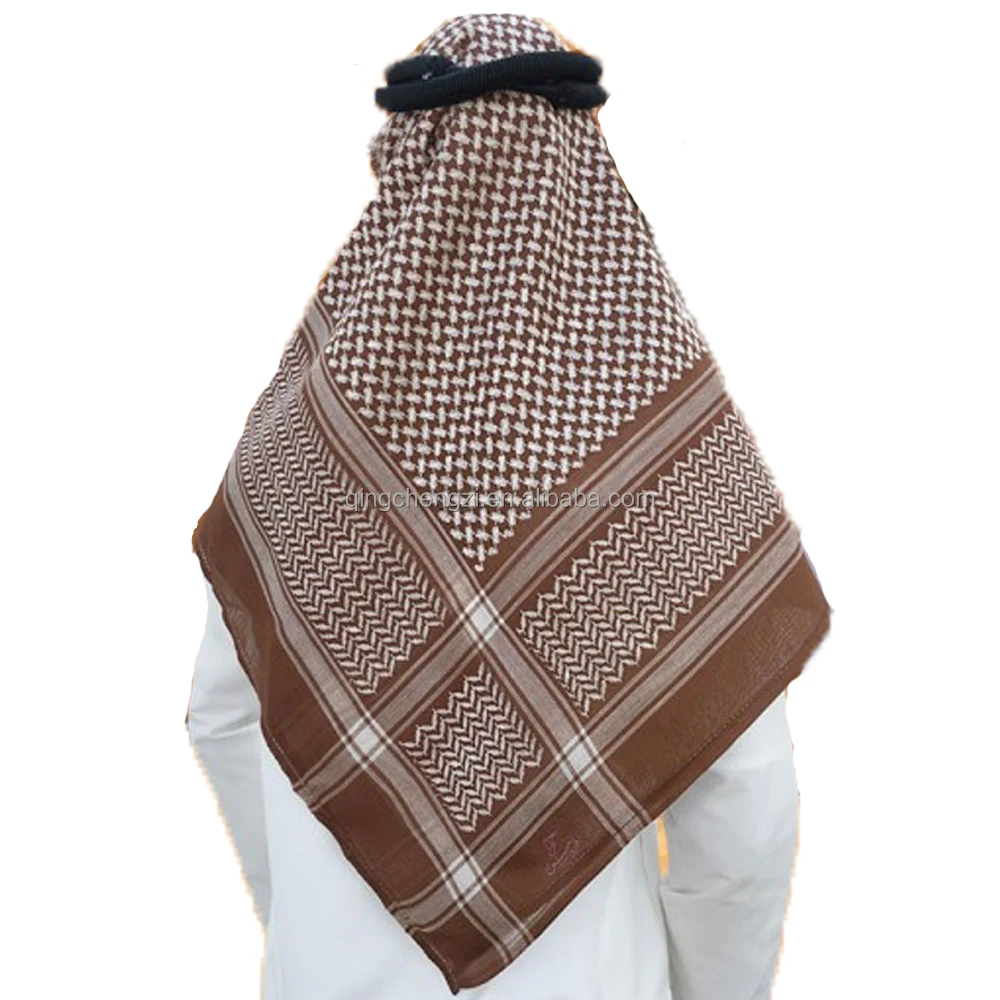 Роскошный модный мужской шарф шерстяной в красную клетку полоску с вышивкой хиджаб