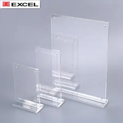 EXCEL Good Price T-shaped Thick Acrylic QR Code Display Stand A4 Tabletop Sign Holder