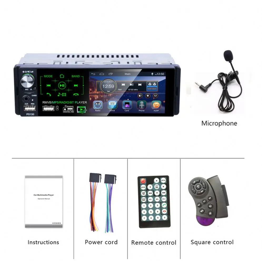 Carmitek Car Stereo 1 Din 4.1' HD Capacitive Touch Screen Car Radio Auto FM/AM/RDS BT + Steering Wheel Control & Microphone