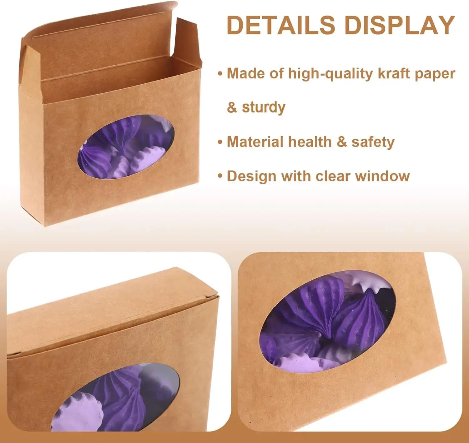 Mini Kraft Paper Packaging Cardboard Present Boxes with Window Round for Homemade Soap Favor Treat Bakery Candy