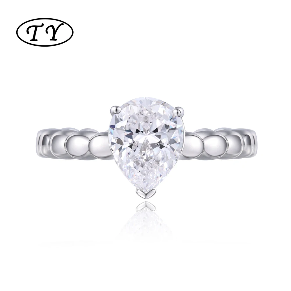 Square Cz Zircon Bling Diamond Water Drop Luxury 925 Colourful Sterling Silver Ring Engagement Wedding Rings Jewelry Women