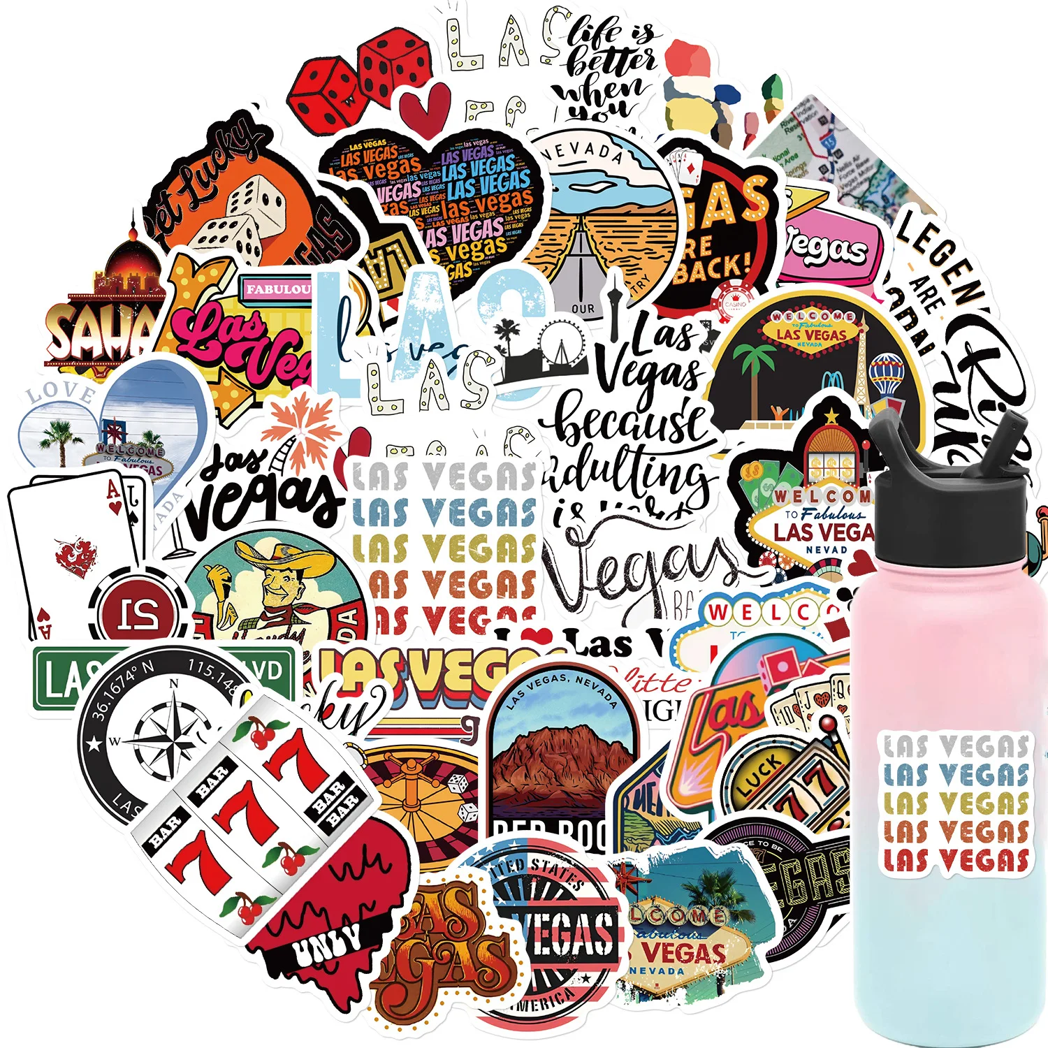 50PCS USA state Nevada landmark travelling city Las Vegas sticker