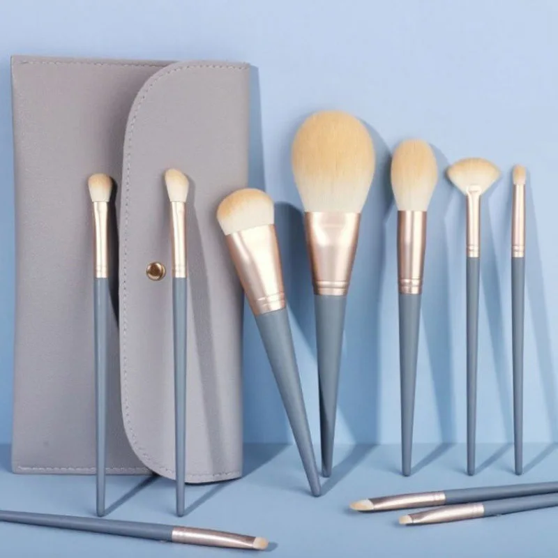 Hot Sale 10 Pcs Blue Bridge Makeup Brush Set Super Soft Synthetic Hair Brush Foundation Loose Powder Eye Shadow Brush Set