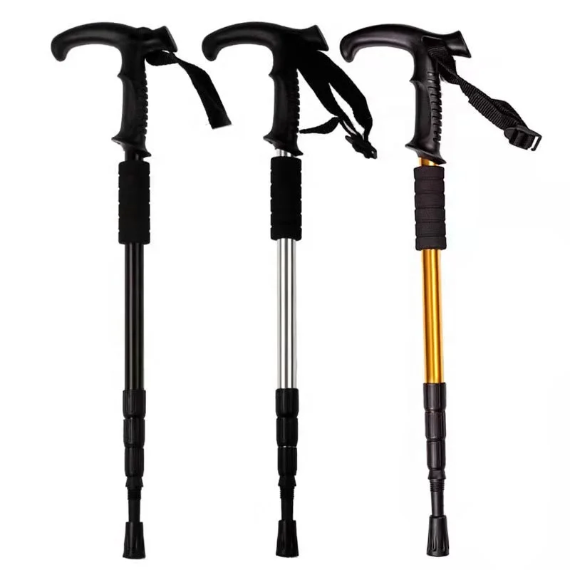 Low Moq  Trekking Pole 4 section Alpenstock Light Telescopic Hiking Stick Anti-shock Anti-skid Walking Stick
