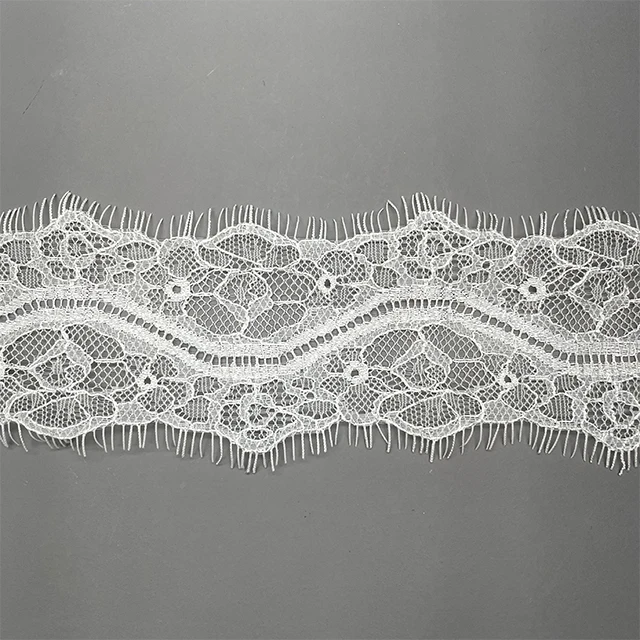 TUTON Custom Guipure French Bridal Width Eyelash Lace Trim for Dress Nylon Oeko-tex 100 Standards Sustainable 15000yds/color DTM