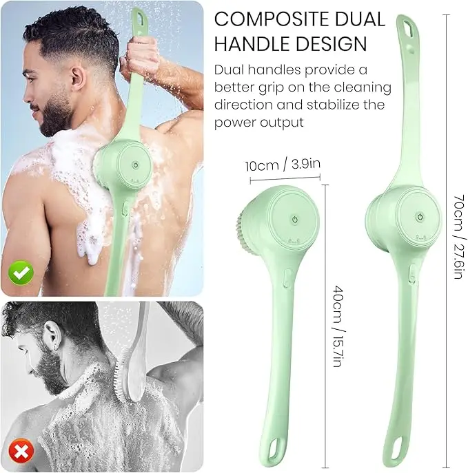 Long Handle 5 1 Soft SPA Bath Electric Body Brush Waterproof Dry Cell Cosmetic Brush for Household Use