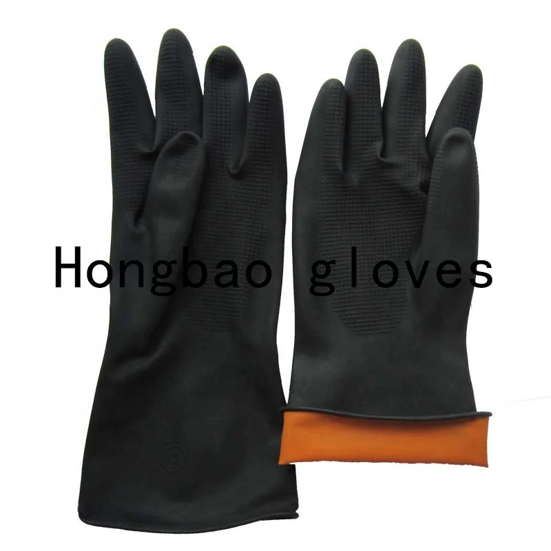 60g oem brand black  industrial gloves industrial latex rubber hand working gloves