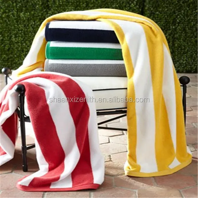 Swimming Pool Beach Towel Cabana Towels Custom 100% Cotton Striped Beach Towel