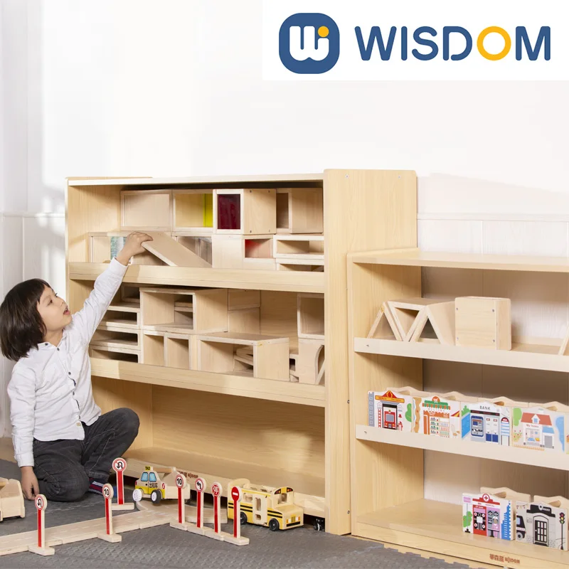 Wisdom Universal System Building Block Cabinet (Low Edition) Montessori-Inspired Wooden Storage Cabinet - Kindergarten Essential