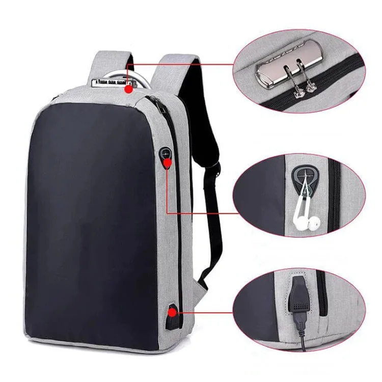 Custom Logo Business Backpack Waterproof Laptop Notebook Bag With USB Charging Smart Office Backbag for Business