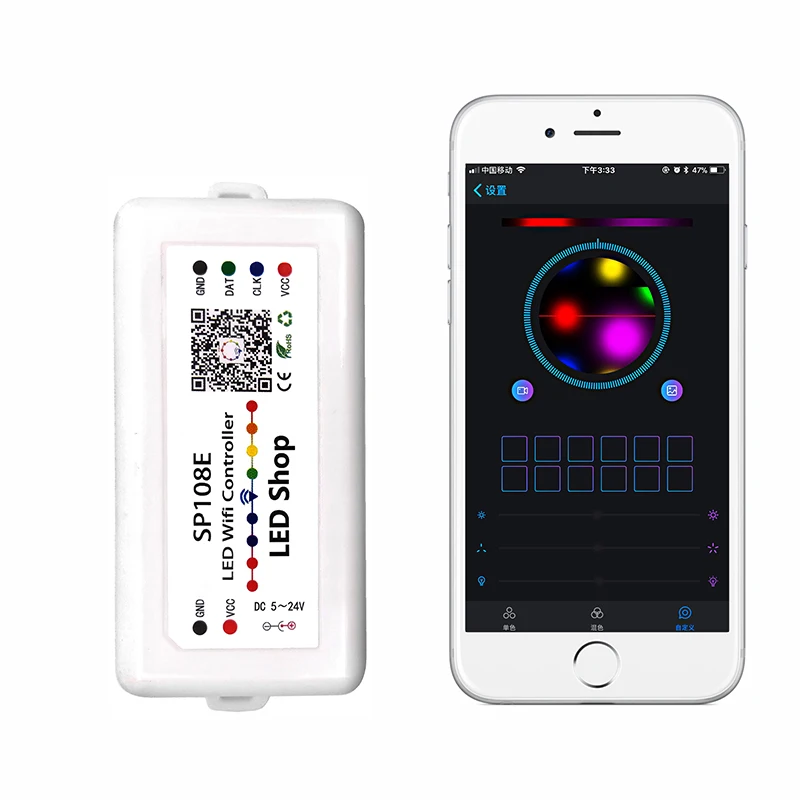 DC5-24V 2048 пикселей беспроводной WiFi LED пикселей пульт дистанционного управления SP108E