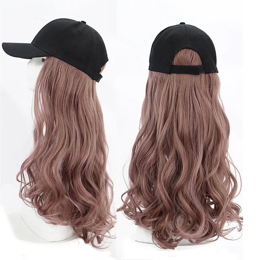 
2019 new design fashion wig ,straight and curly ,many size ,various colors wig with baseball hat 
