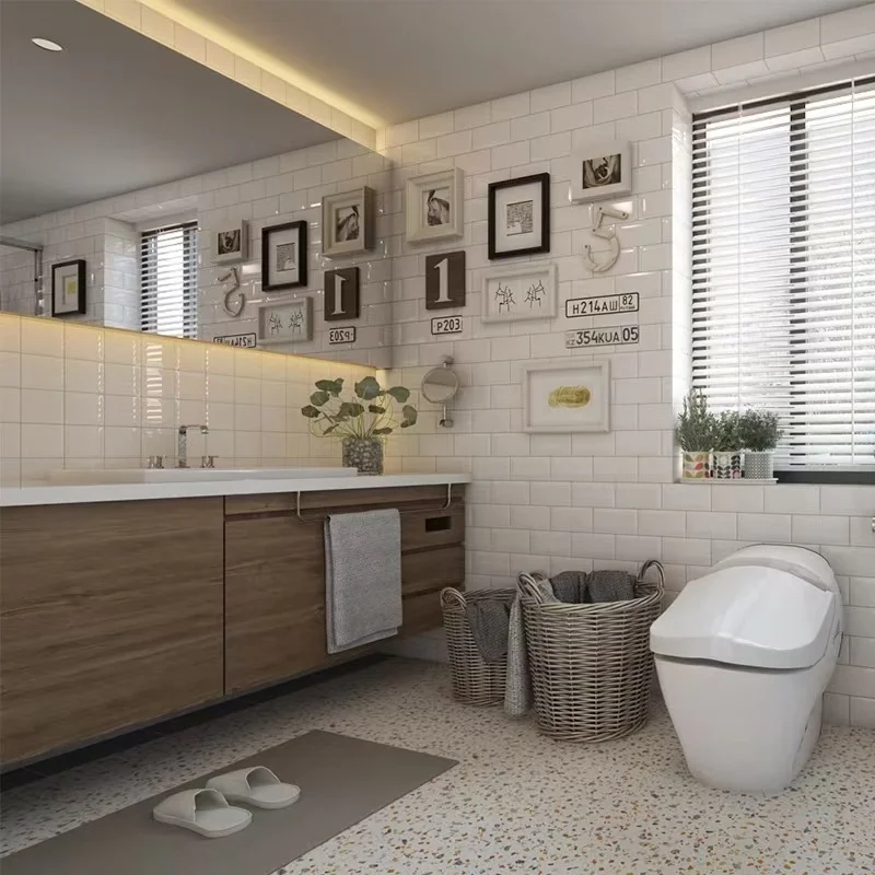 Antique Matte Brick Terrazzo Tile 600x600mm for Restaurant Living Room Balcony Bakery Floor Ceramic Calcium Silicate Wall