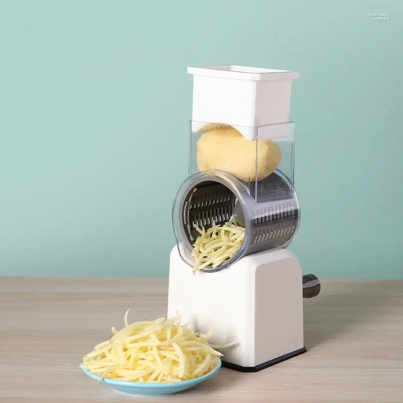Multifunctional 3 Blade Vegetable Mandoline Slicer Manual Drum Rotary Cheese Grater