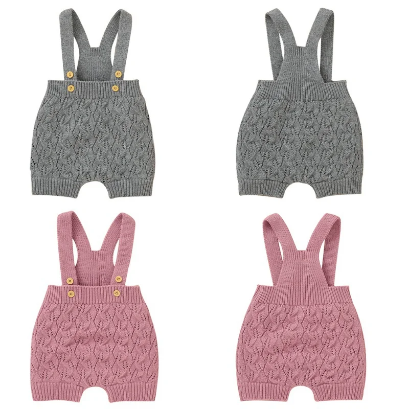 
Autumn/winter Baby Girls boys Solid Print Knitted Strap Short Pants Trousers Kids Knee Length Casual Shorts 