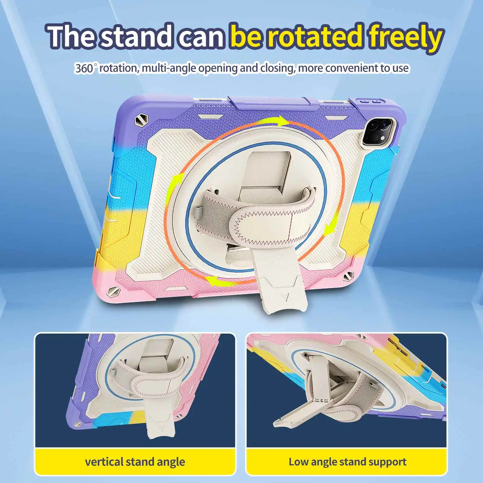 Silicone Hard Table Case Rotatable Kickstand Multiple Color Cute Tablet Case For iPad Pro 11 Inch 2021/2020/2018/Air 4 10.9 Inch