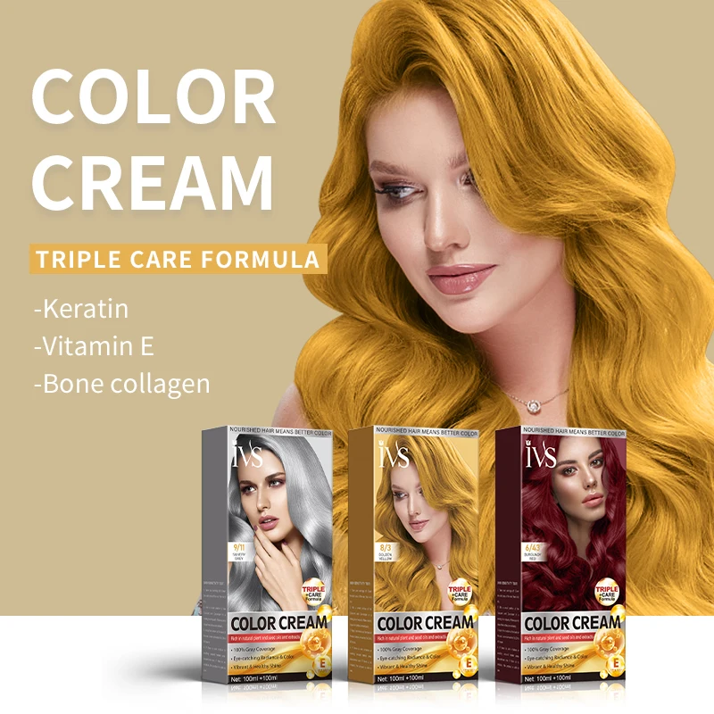 IVS China Professional Hair Dye Product Factory Price Salon Use Wholesale Hair Color Cream with No Ammonia Hair Dye Brands