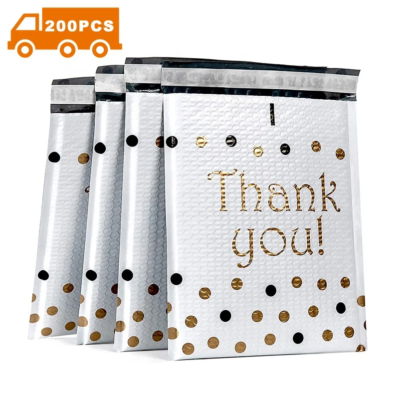 
[Free Shipping] Thank You colorful Co-extruded Custom Plastic Shipping Bubble Mailer Bag For Express White Poly Bubble Mailer 