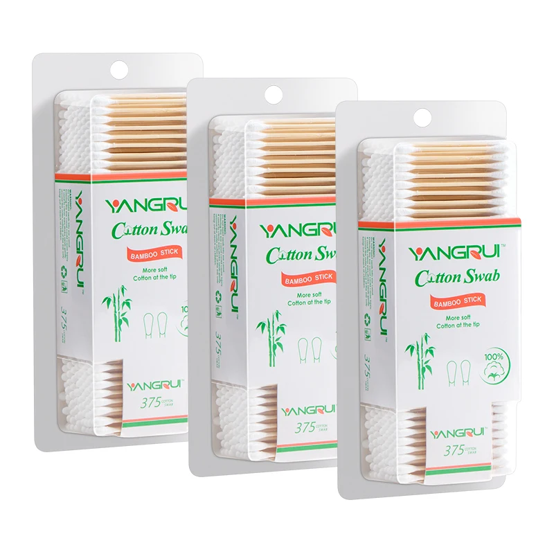 YANGRUI 375 Count Cotton Swabs(Pack of 1)BPA Free Eco-friendly Cotton Swab Paper Stick  Double Round Ear Swabs