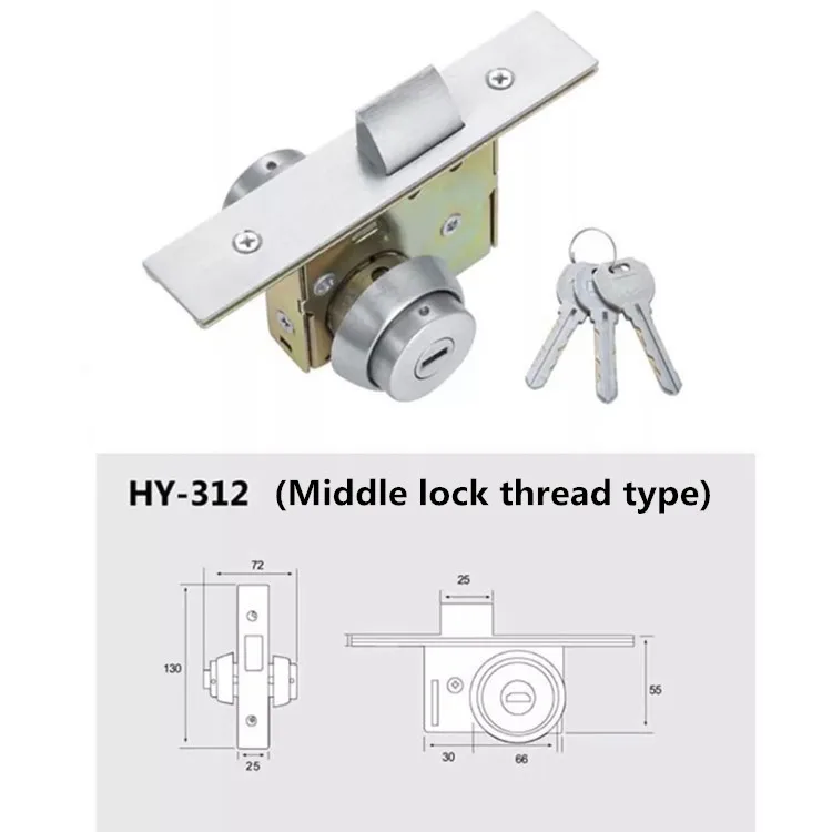 KFC door lock universal type aluminum alloy profile door double-headed cylinder lock cylinder framed glass door accessories grou