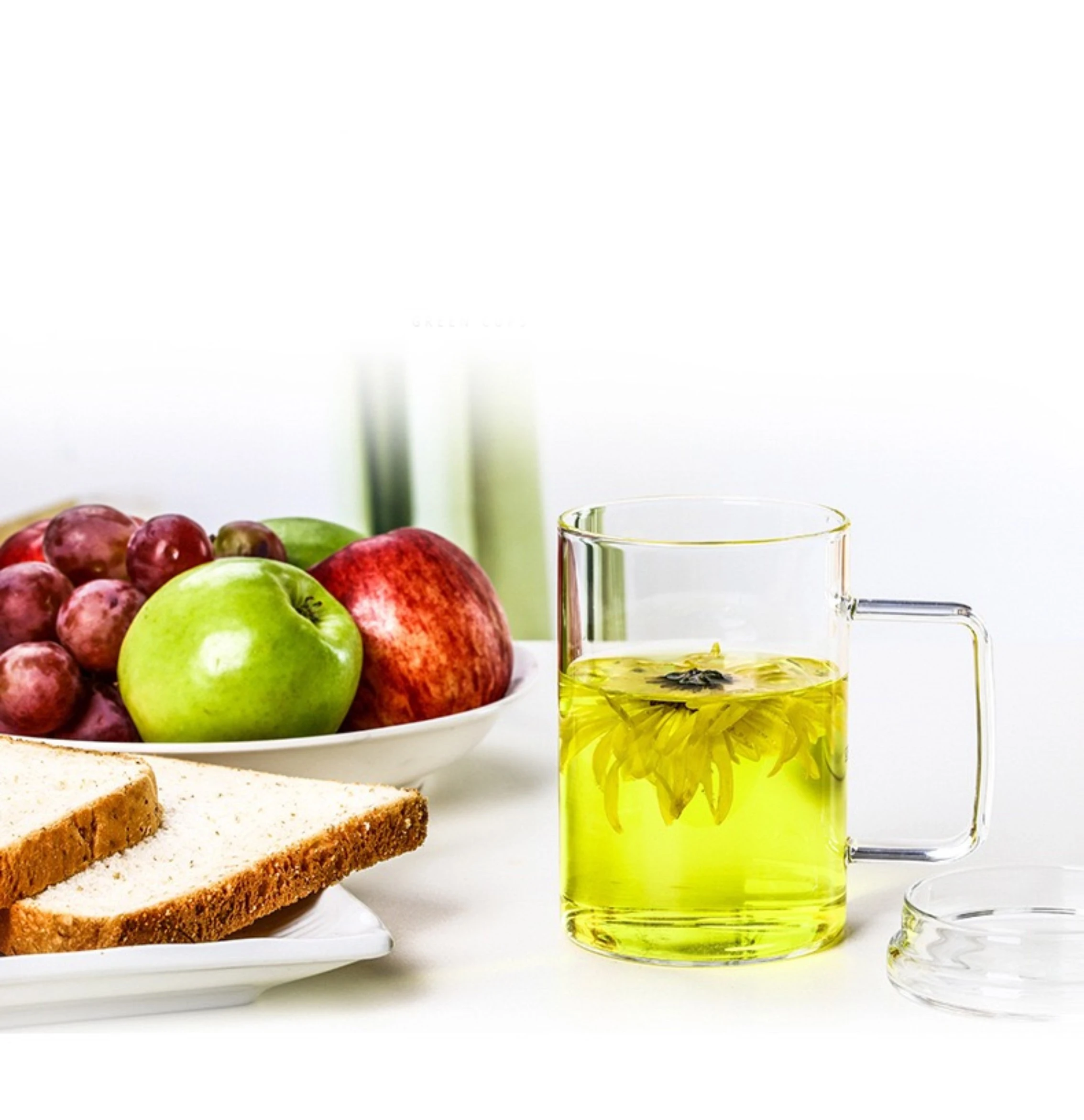 
Glass tea cup transparent glass cup tea drinking tea set household with handle heat-resistant high borosilicate material 
