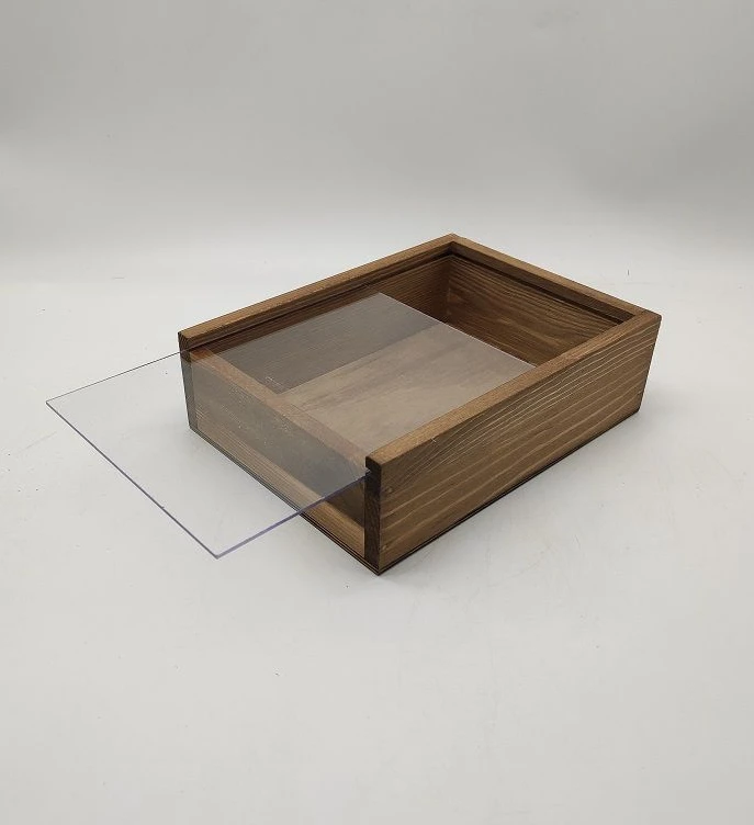 Wood Rectangular Handmade Vintage pine wood boxes with acrylic lid