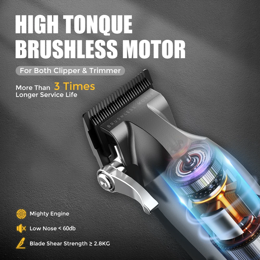 Professional Barber Lithium Battery Hair Cut Machine Powder Metallurgy Cordless Trimmer Electric Hair Clipper