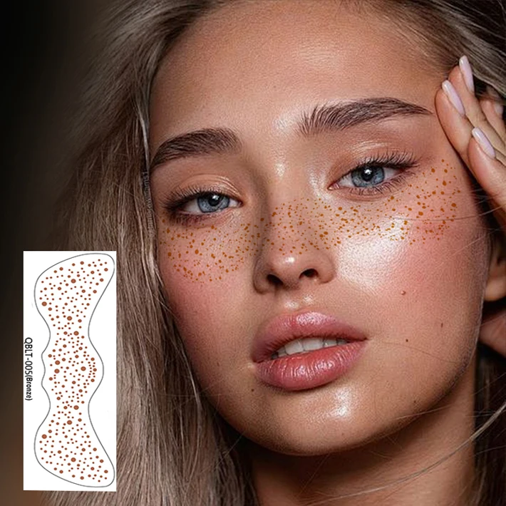 Customizable Temporary Body Fashionable Paper glitter freckles face tattoo Disposable Temporary Tattoos Inspired henna Model