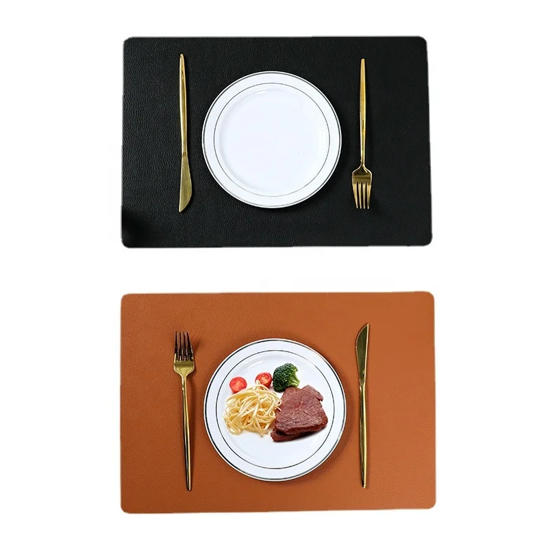 Double Sided Heat Resistant PU Leather Placemat Waterproof Stain Resistant Kitchen Table Mat