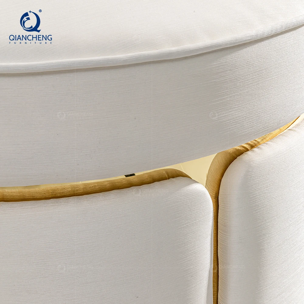 Guangzhou Genuine Leather Round footrest stool ottoman living room furniture 2024 high end commercial round counter stool metal