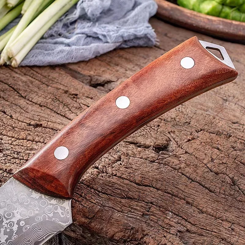 Very good quality Professional knife  damascus kitchen  chef knife hunting set  price  with ebony wooden handles