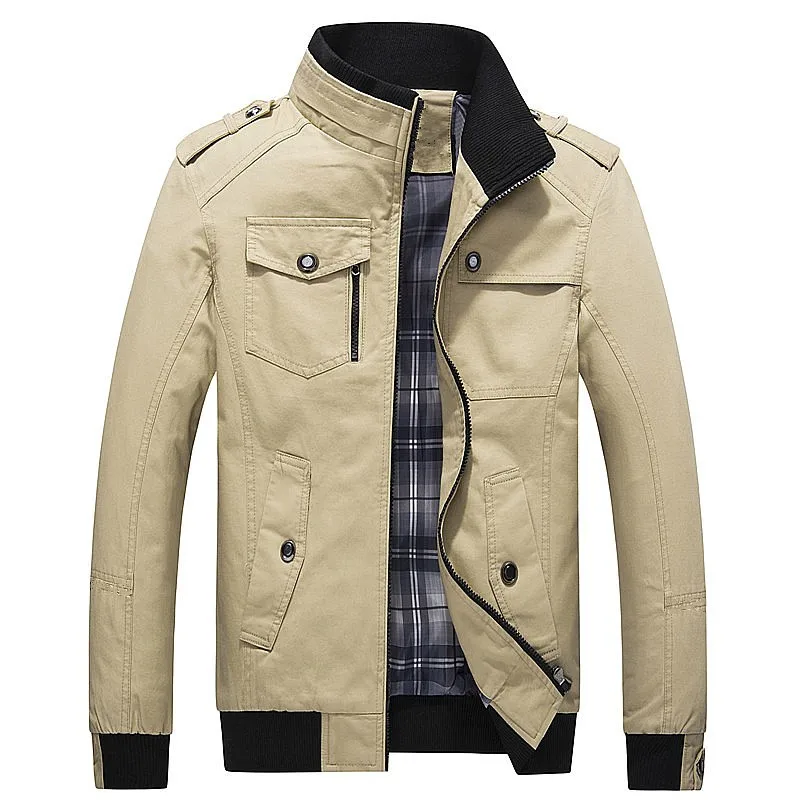 
Amazon Fall Thin Men Stand Collar Cotton Washed Jacket Large Size Casual Jacket for men 