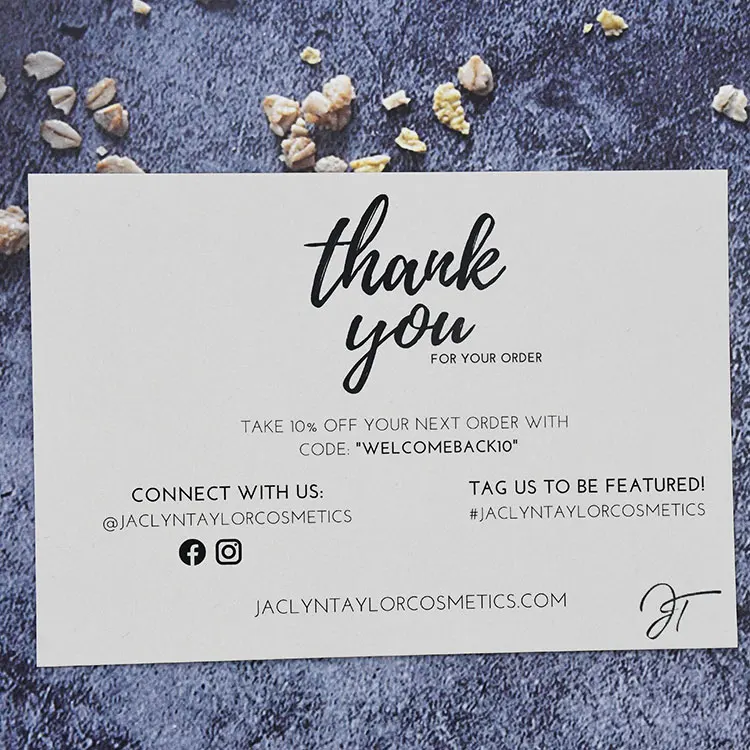Custom Eco-Friendly Kraft Paper Ecommerce Thank You Card for Packaging Greetings Features Your Logo Supports Small Businesses