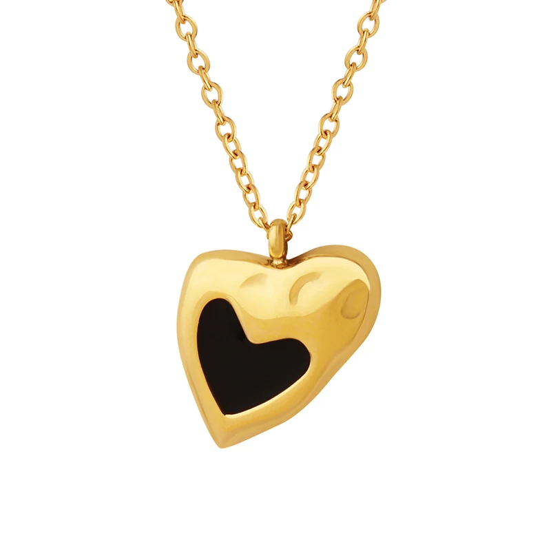 Fashion jewelry dripping oil special-shaped peach heart necklace stainless steel 18K gold plated colorfast for women
