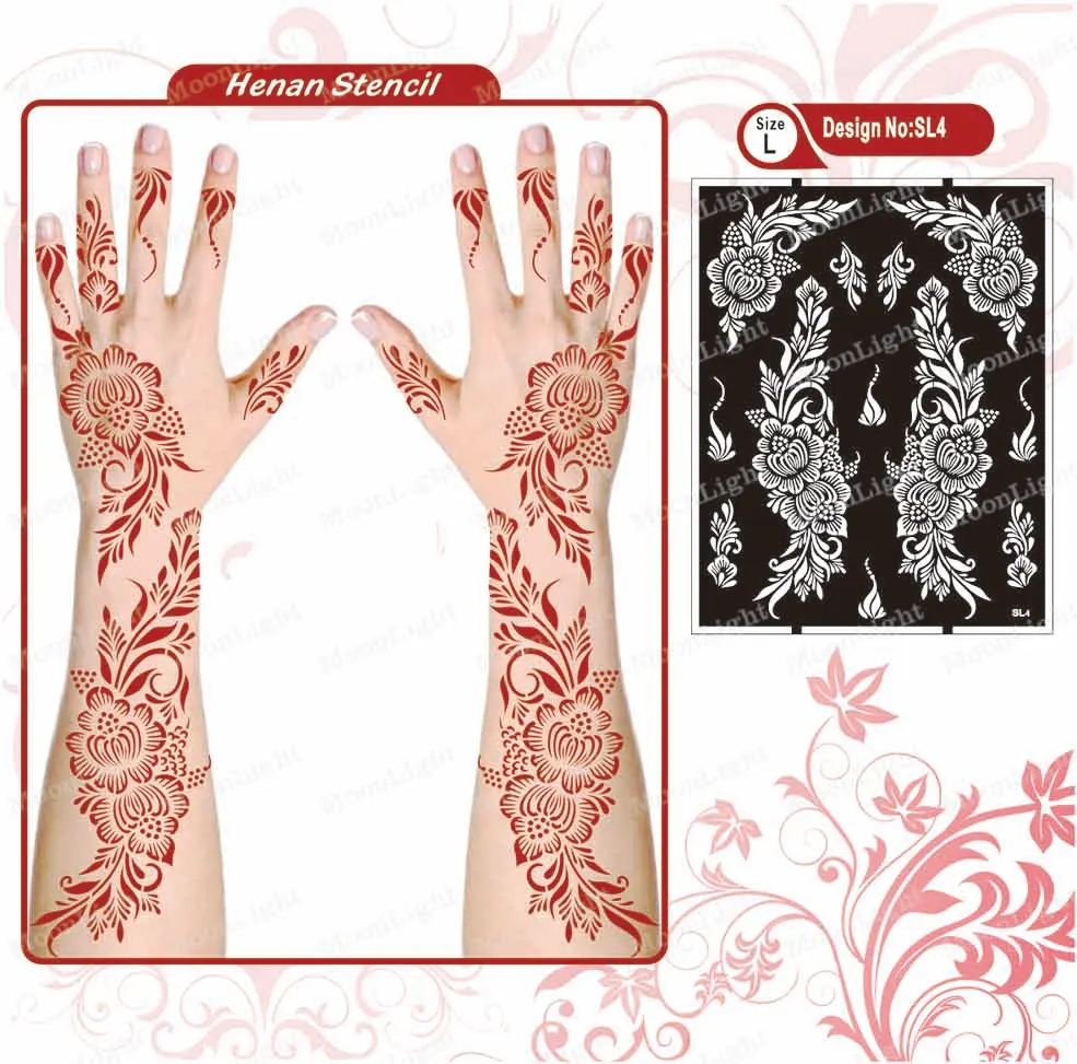 Large Size Temporary Tattoo Stencils Indian Arabian Henna Tattoo Stencils Glitter Airbrush Tattoo Stickers for Women   Girls
