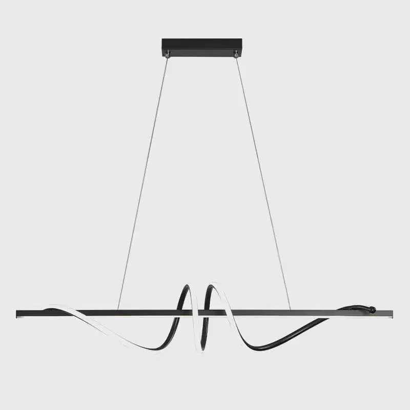 Modern Simple Metal Glass Chandelier Restaurant Long Hanging Lamp Dining Table Kitchen Linear Wave Led Modern Pendant Lighting