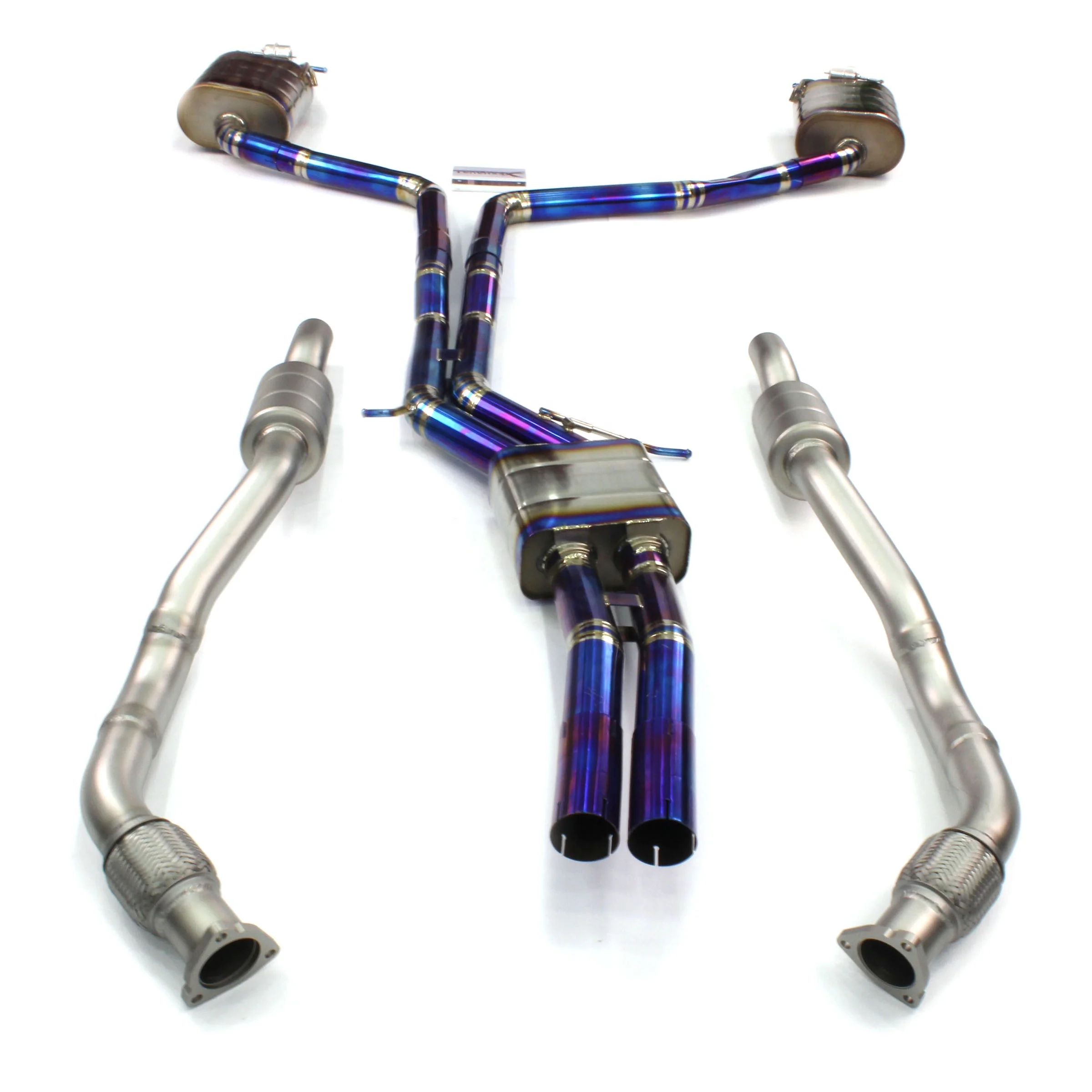 Для Audi S6 S7 RS6 C7 RS7 Titanium catback выхлопные трубы теплозащитный резонатор для передней глушитель клапана выхлопной